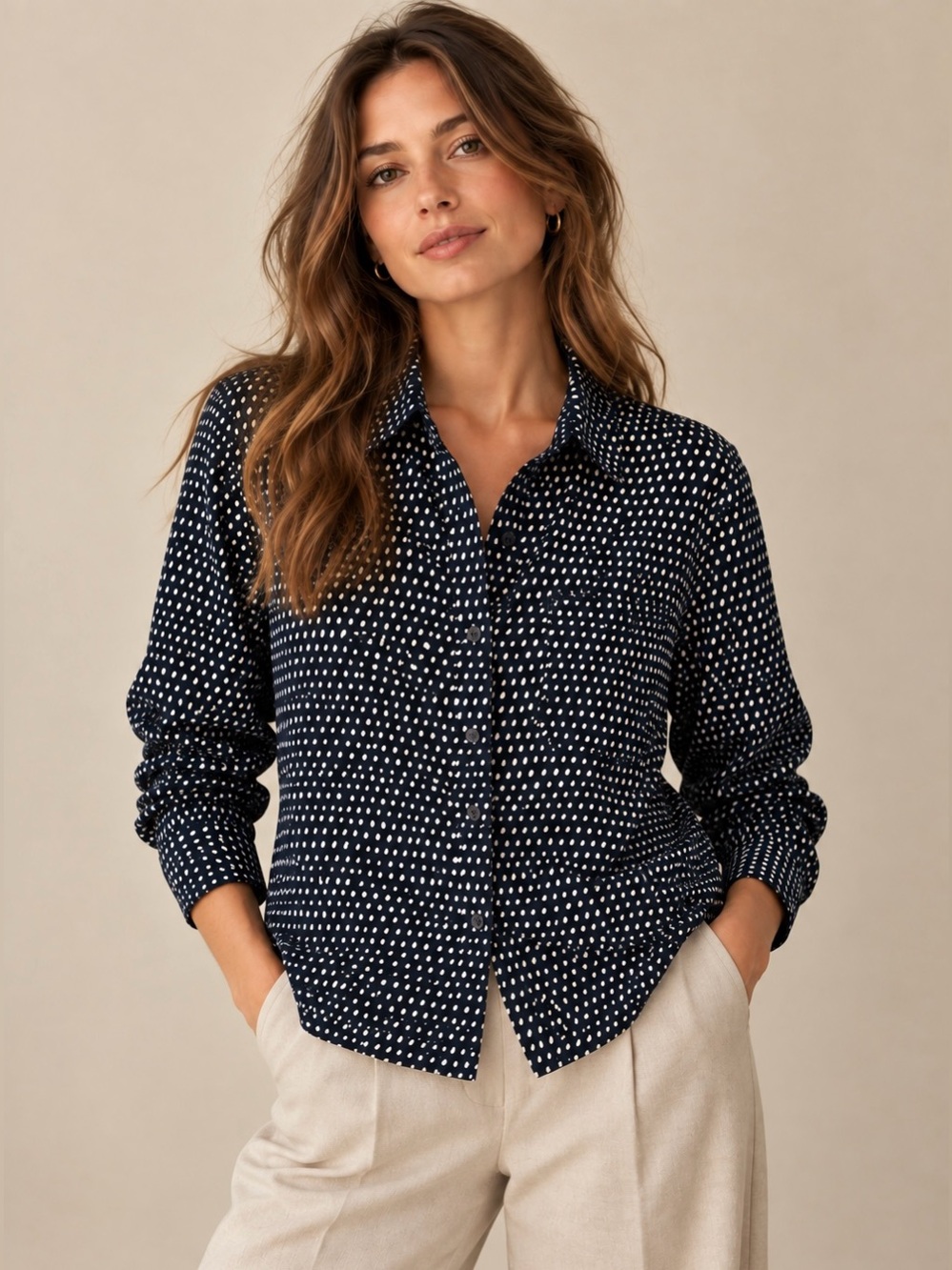 COS Abstract Print Cotton Button-Up Shirt - Size 6